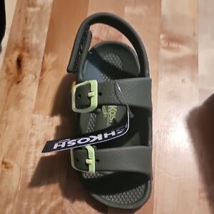 Khaki Sandals with Neon Buckles